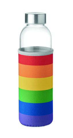 Gepersonaliseerde Glazen Waterfles met Neopreen Hoes - Eigen Ontwerp